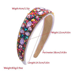 Colorful Rhinestone Wide Headband Girls Fabric Candy Headband