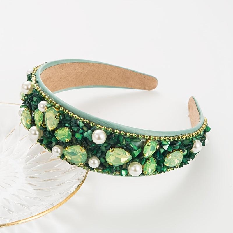 Colorful Rhinestone Wide Headband Girls Fabric Candy Headband