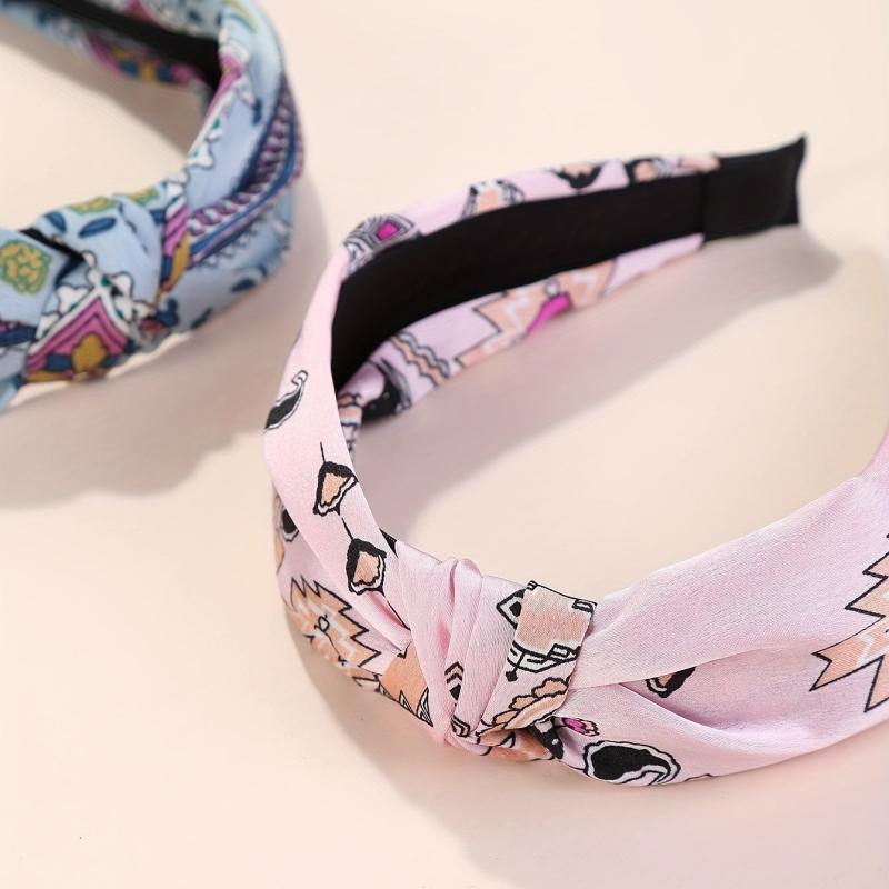 6pcs Knotted Cross Retro Flower Pattern Headband Wide Brim Hair Band