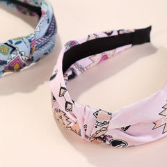 6pcs Knotted Cross Retro Flower Pattern Headband Wide Brim Hair Band