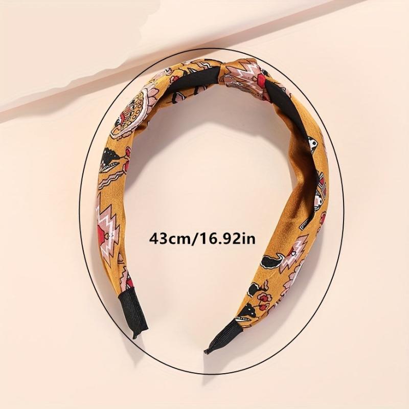 6pcs Knotted Cross Retro Flower Pattern Headband Wide Brim Hair Band