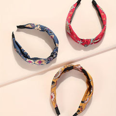 6pcs Knotted Cross Retro Flower Pattern Headband Wide Brim Hair Band