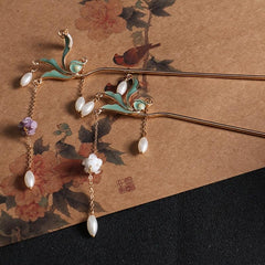 Vintage Chinese Style Hanfu Hairpin Leaf Tassel Hair Pin