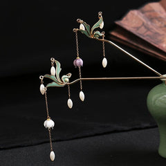 Vintage Chinese Style Hanfu Hairpin Leaf Tassel Hair Pin