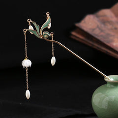 Vintage Chinese Style Hanfu Hairpin Leaf Tassel Hair Pin