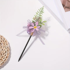 Simulation Flower Hairpin Wooden Hair Stick Ponytail Holder Hair Accessories