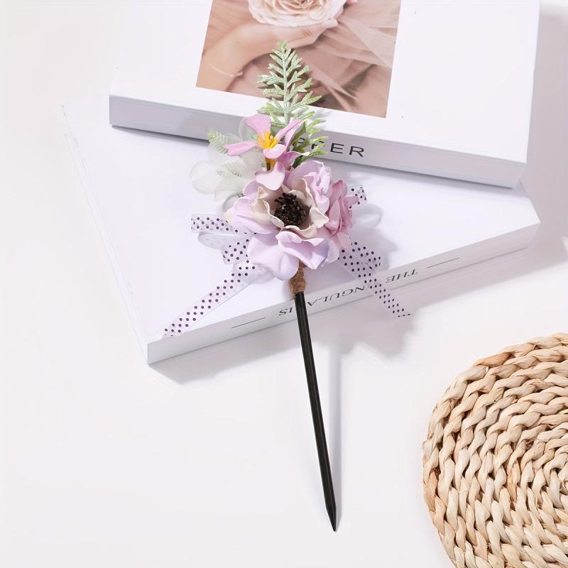 Simulation Flower Hairpin Wooden Hair Stick Ponytail Holder Hair Accessories