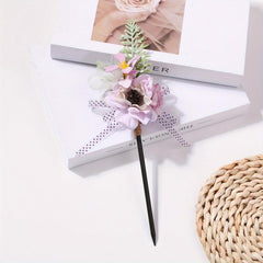 Simulation Flower Hairpin Wooden Hair Stick Ponytail Holder Hair Accessories
