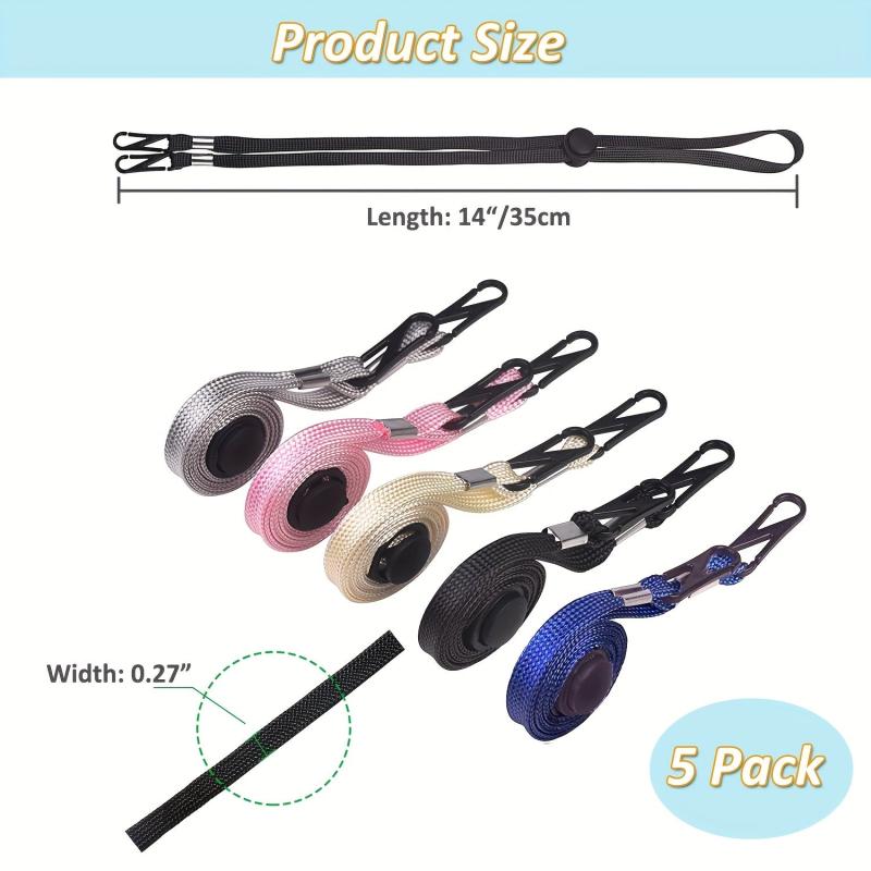 5pcs Hat Strap Clip Adjustable Windproof Chin Strap & Cap Retainers for Outdoor