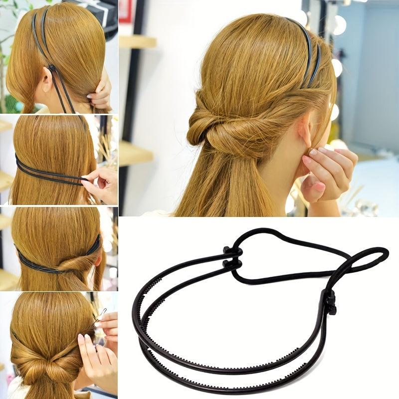 Double Layered Hair Band With Adjustable Rubber Cord