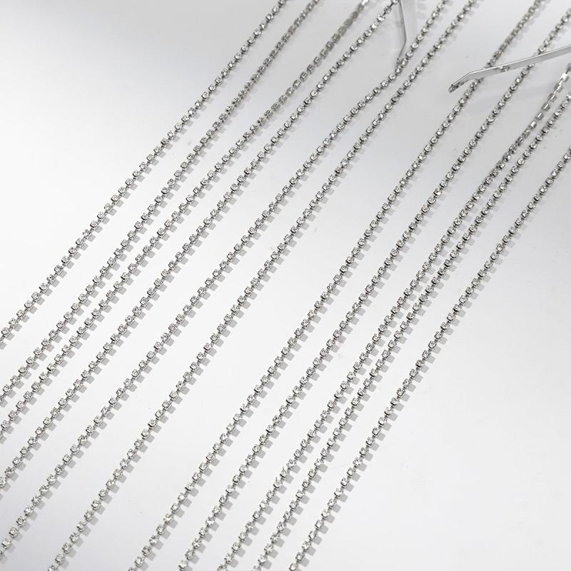 Silvery Tassel Rhinestone Hairband Metal Headband Bridal Wedding Party Favor