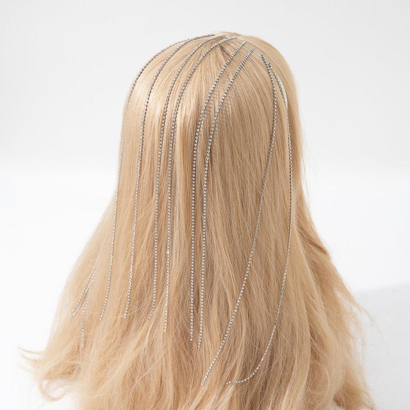 Silvery Tassel Rhinestone Hairband Metal Headband Bridal Wedding Party Favor