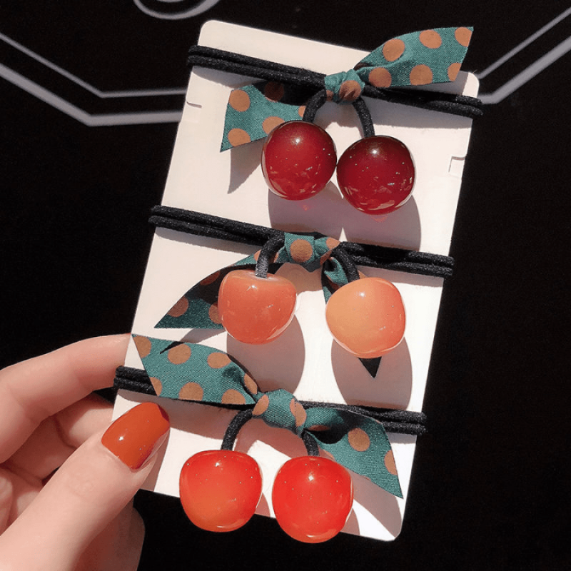 Girls Cherry Hair Ties Elastic Hair Rope Hair Accessories