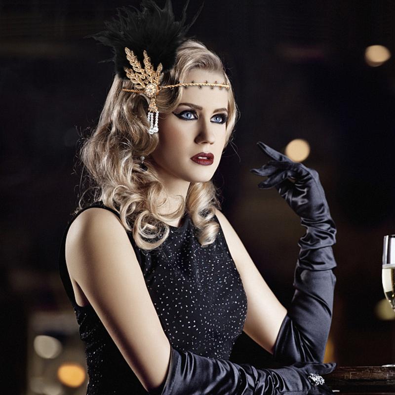 Vintage Flapper Headpiece Faux Feather Headband 20's Hair Accessories
