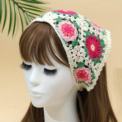Boho Style Flower Headband Crochet Bandana for Women Girls