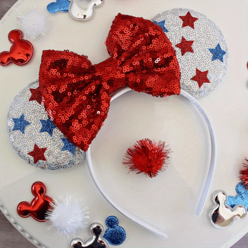 Independence Sequin Star Headband Mouse Ears Bow Hair Band