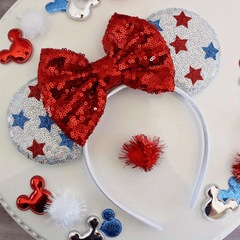 Independence Sequin Star Headband Mouse Ears Bow Hair Band
