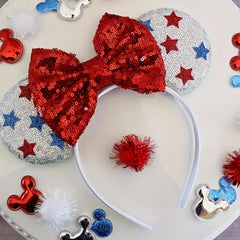 Independence Sequin Star Headband Mouse Ears Bow Hair Band