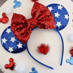 Independence Sequin Star Headband Mouse Ears Bow Hair Band