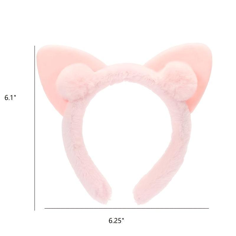 Pink Cat Ears Headband for Face Washing Makeup Shower
