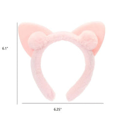 Pink Cat Ears Headband for Face Washing Makeup Shower