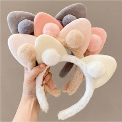 Pink Cat Ears Headband for Face Washing Makeup Shower