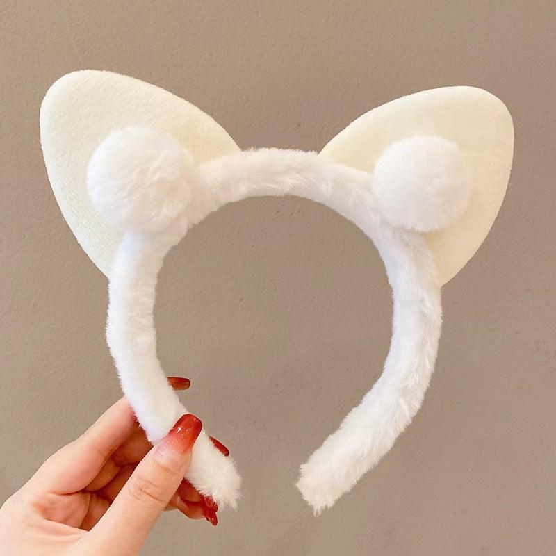 Pink Cat Ears Headband for Face Washing Makeup Shower