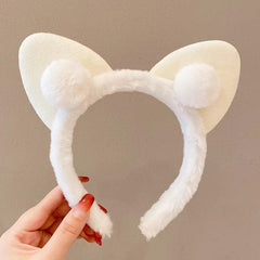 Pink Cat Ears Headband for Face Washing Makeup Shower