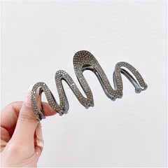 4pcs Rhinestone Wave Hair Claw Ponytail Holder for Women