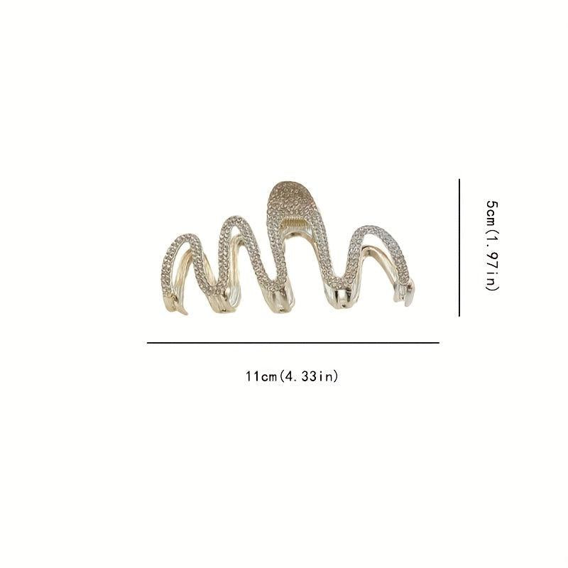 4pcs Rhinestone Wave Hair Claw Ponytail Holder for Women