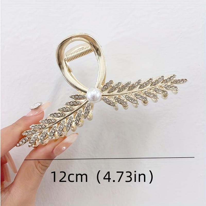 4pcs Rhinestone Wave Hair Claw Ponytail Holder for Women