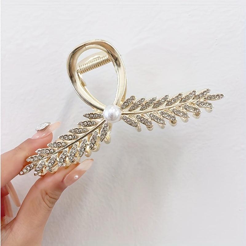 4pcs Rhinestone Wave Hair Claw Ponytail Holder for Women