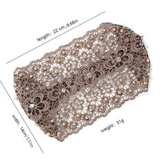 Embroidered Flower Snow Yarn Wide Turban Lace Elastic Hair Band