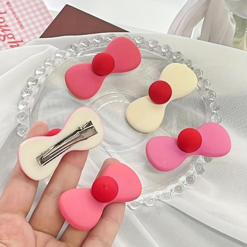 Cartoon Bow Decor Hair Clip Barrette Headwear Hair Styling Accessory