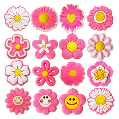 16 Pink Daisy Shoe Charms For Clogs Sandals Unisex Kids