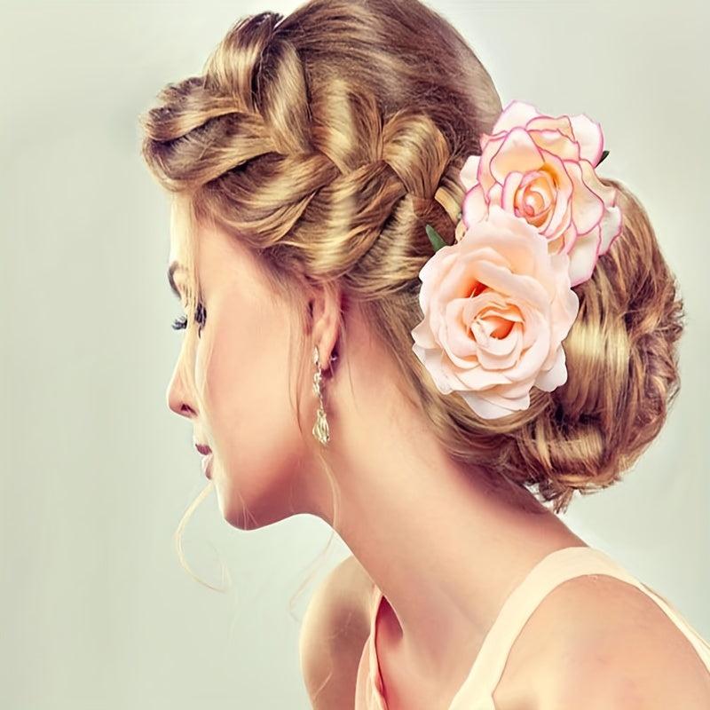 Flower Hair Clip Non-slip Duck Billed Clip Simulation Flower Back Head Hair Clip