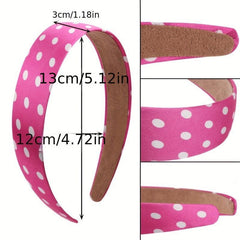 Polka Dot Pattern Silky Headband Wide Brimmed Head Hoop Hair Band Headdress
