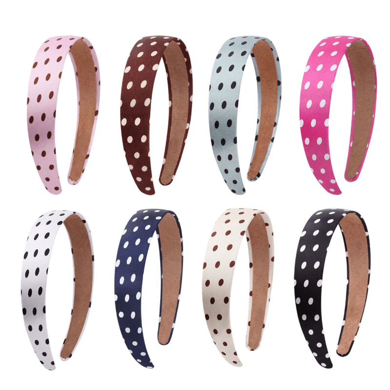 Polka Dot Pattern Silky Headband Wide Brimmed Head Hoop Hair Band Headdress