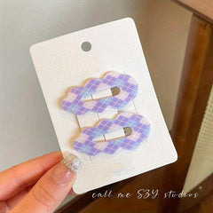 Plaid Snap Clip Wavy Hair Clip For Side Hair Bangs