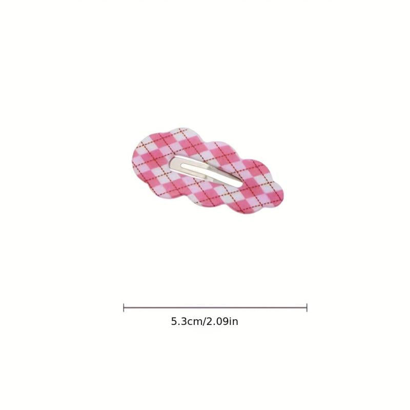 Plaid Snap Clip Wavy Hair Clip For Side Hair Bangs