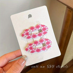 Plaid Snap Clip Wavy Hair Clip For Side Hair Bangs