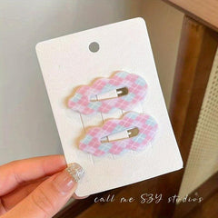 Plaid Snap Clip Wavy Hair Clip For Side Hair Bangs