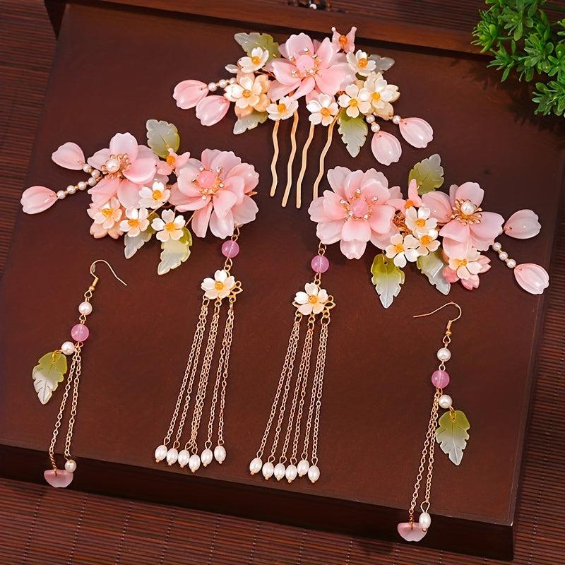 Chinese Style Flower Hair Accessories Set for Women