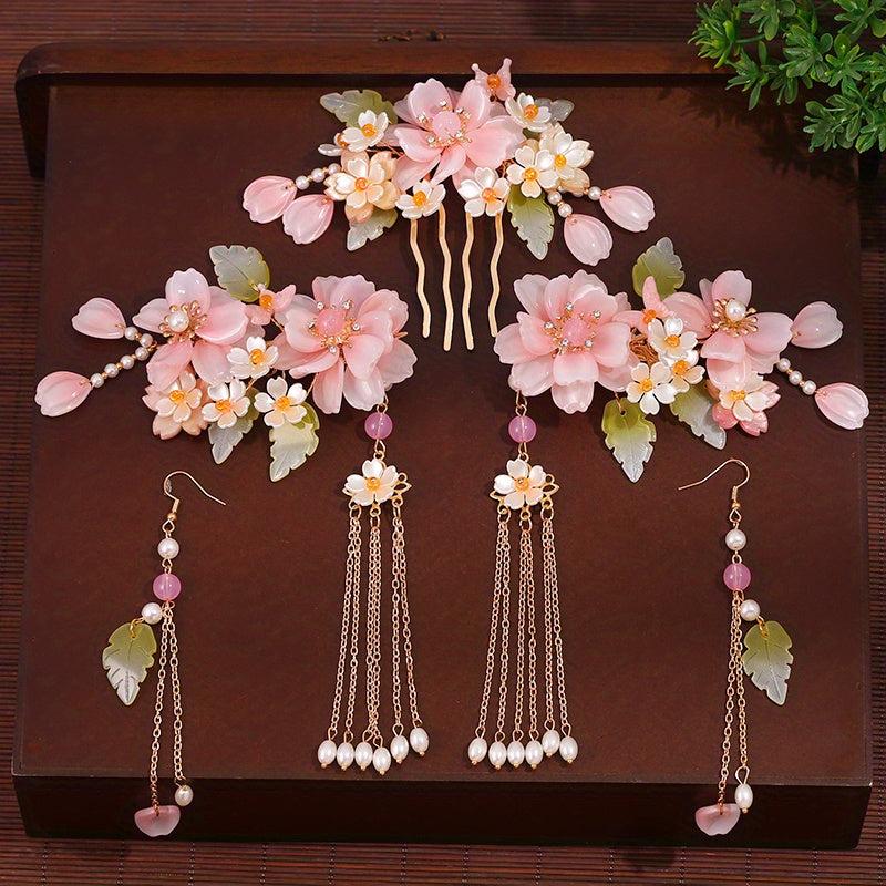 Chinese Style Flower Hair Accessories Set for Women