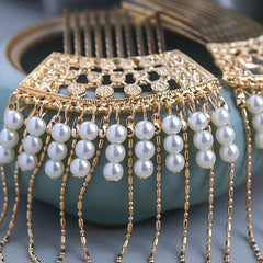 Chinese Style Hair Comb Pin Pearl Tassel Alloy Hair Accessories