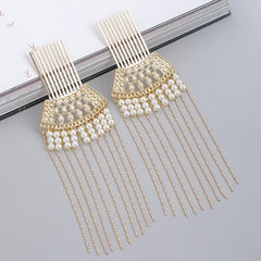 Chinese Style Hair Comb Pin Pearl Tassel Alloy Hair Accessories