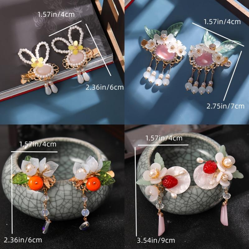 Rabbit Headwear Tassel Flower Pearl Hair Clip Hair Accessories
