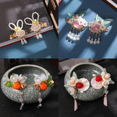 Rabbit Headwear Tassel Flower Pearl Hair Clip Hair Accessories