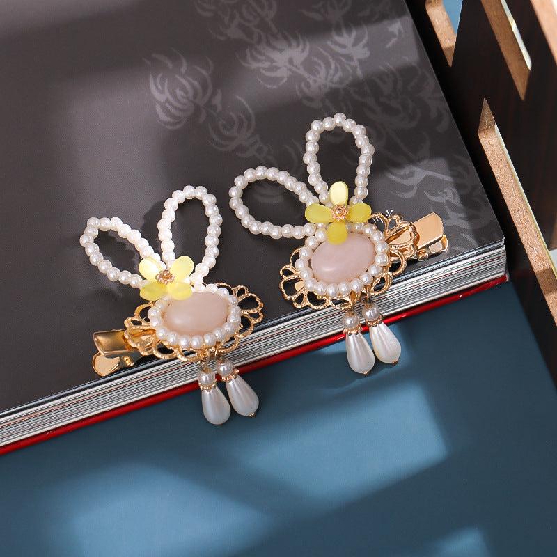 Rabbit Headwear Tassel Flower Pearl Hair Clip Hair Accessories
