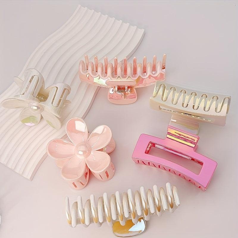 2pcs Plastic Laser Hair Claw Glitter Shark Claw, Hair Accessories For Women